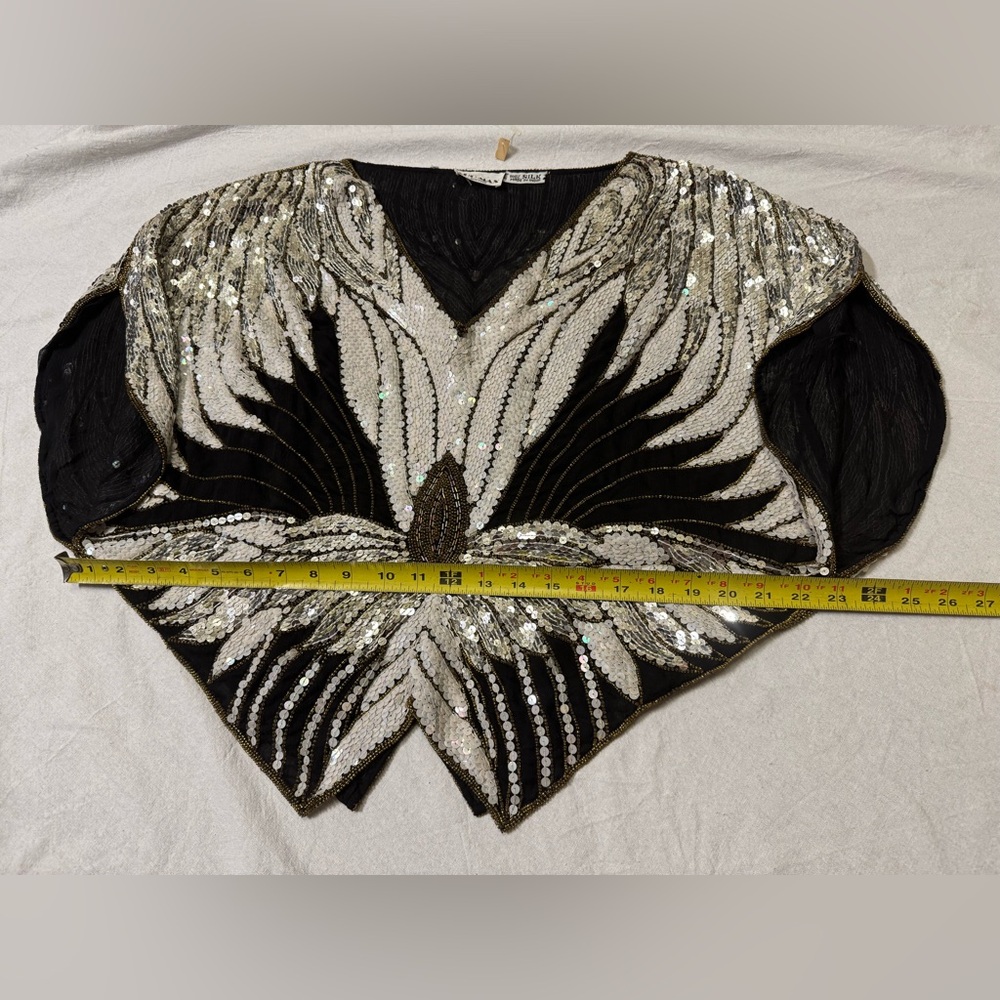 Vintage Sho Max Originals New York Glam 100% Silk Sequined top Butterfly Costume - Picture 11 of 11